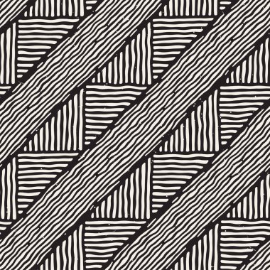 Elle çizilmiş stil etnik seamless modeli. Soyut geometrik döşeme arka plan siyah ve beyaz.