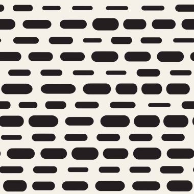 Siyah ve beyaz düzensiz kesik çizgiler desen yuvarlanır. Modern soyut vektör sorunsuz arka plan. Şık kaotik çizgili Mozaik