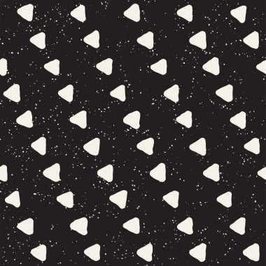 El çekilmiş siyah beyaz mürekkep soyut seamless modeli. Vektör şık doku. Tek renkli geometrik shappes boya fırça satırları