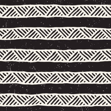Elle çizilmiş stil etnik seamless modeli. Soyut geometrik döşeme arka plan siyah ve beyaz.