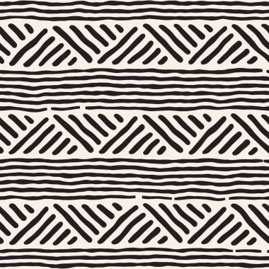 Elle çizilmiş stil etnik seamless modeli. Soyut geometrik döşeme arka plan siyah ve beyaz.