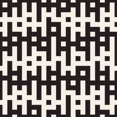 Düzensiz karışık satırları. Geometrik arka plan tasarlamak. Vektör sorunsuz siyah ve beyaz kaotik desen.