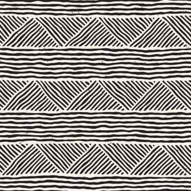 Elle çizilmiş stil etnik seamless modeli. Soyut geometrik döşeme arka plan siyah ve beyaz.