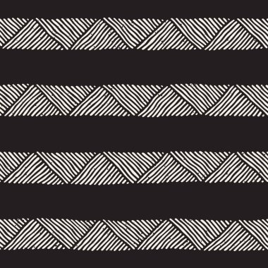 Elle çizilmiş stil etnik seamless modeli. Soyut geometrik döşeme arka plan siyah ve beyaz.