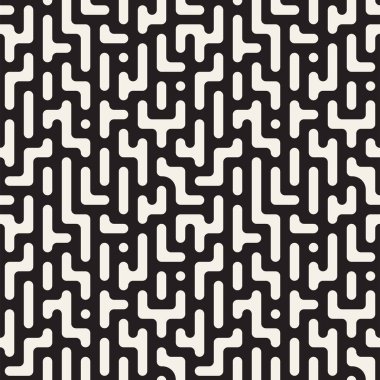 Vektör geometrik noktalar ile seamless modeli. Tek renkli rasgele hattı çizgileri. Yinelenen arka plan tasarım kontrast