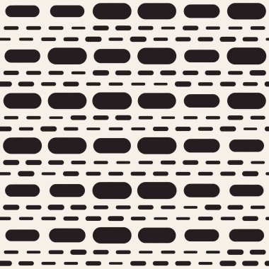 Siyah ve beyaz düzensiz kesik çizgiler desen yuvarlanır. Modern soyut vektör sorunsuz arka plan. Şık kaotik çizgili Mozaik