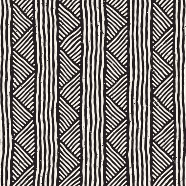 Elle çizilmiş stil etnik seamless modeli. Soyut geometrik döşeme arka plan siyah ve beyaz.