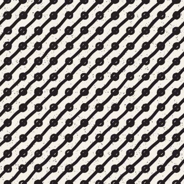 El çekilmiş siyah beyaz mürekkep soyut seamless modeli. Vektör şık doku. Tek renkli geometrik shappes boya fırça satırları