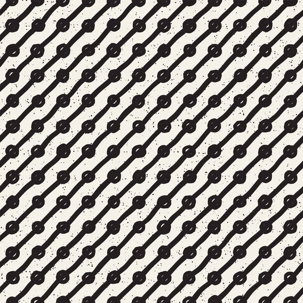 El çekilmiş siyah beyaz mürekkep soyut seamless modeli. Vektör şık doku. Tek renkli geometrik shappes boya fırça satırları