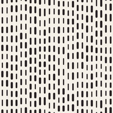 Siyah ve beyaz düzensiz kesik çizgiler desen yuvarlanır. Modern Soyut vektör sorunsuz arka plan. Şık dikdörtgen çizgili mozaik