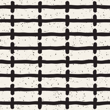 Elle çizilmiş stil etnik seamless modeli. Grungy geometrik şekiller arka plan siyah ve beyaz.