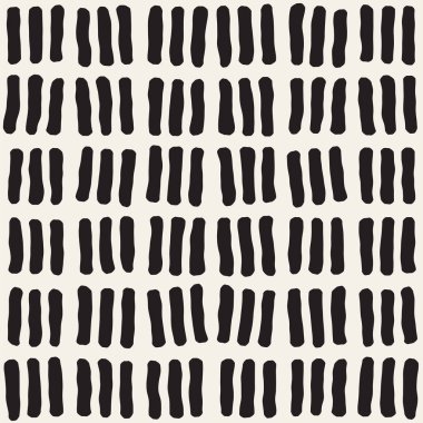 El çekilmiş siyah beyaz mürekkep soyut seamless modeli. Vektör şık grunge doku. Tek renkli geometrik shappes boya fırça satırları