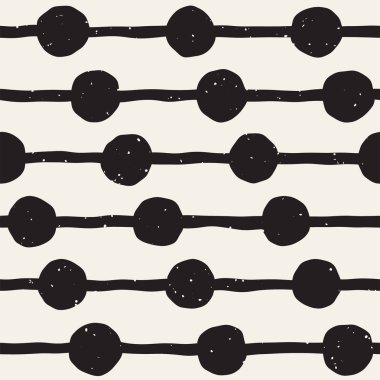 El çekilmiş siyah beyaz mürekkep soyut seamless modeli. Vektör şık grunge doku. Tek renkli geometrik shappes boya fırça satırları