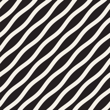 Desen vektör sorunsuz siyah ve beyaz dalgalı çizgiler. Geometrik arka plan tasarlamak.