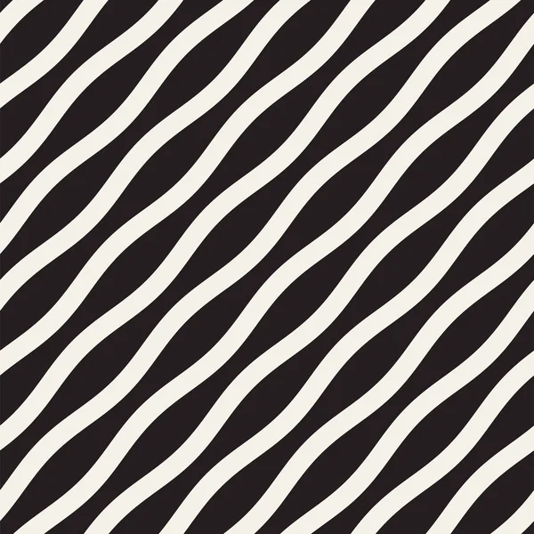 Vector Seamless patrón de líneas onduladas en blanco y negro. Resumen Diseño de fondo geométrico . — Vector de stock