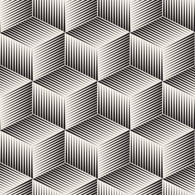 Vektör kesintisiz çizgiler mozaik desen. Modern şık Soyut doku. Geometrik küp fayans oyulmuş çizgileri ile yinelenen