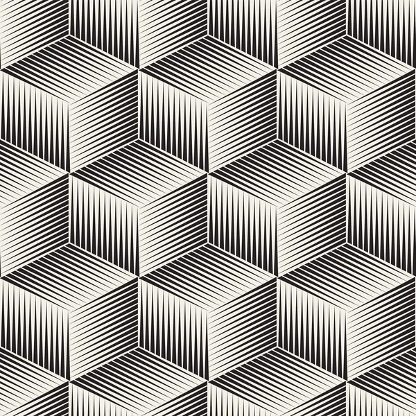 ベクトル線のシームレスなモザイク パターン。モダンなスタイリッシュな抽象的なテクスチャです。刻まれた線と幾何学的なキューブのタイルを繰り返し — ストックベクタ