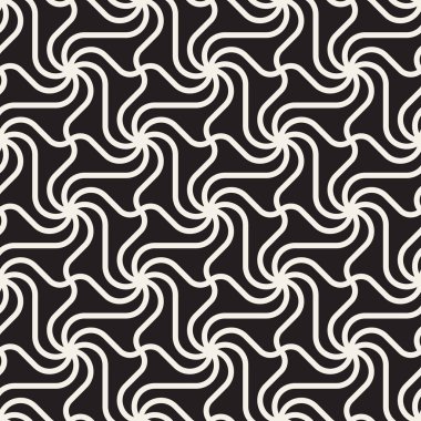 Vektör seamless modeli. Modern şık Soyut doku. Şeritli sarmal öğelerinden geometrik fayans yinelenen