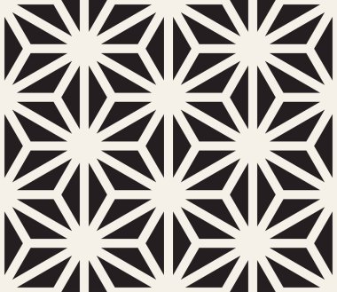 Vektör seamless Japon modeli. Modern şık arka plan. Üçgen ve yıldız şekiller geometrik fayans yinelenen.