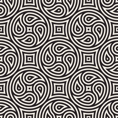 Sorunsuz vektör desen geometrik arka plan. Geometrik çiçek satırları kafes. Tekrarlanan soyut tasarım öğelerini yuvarlak. 