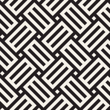 Vektör seamless modeli. Modern şık Soyut doku. Dikdörtgen karolar geometrik örgülü satırlar yinelenen.