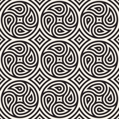 Sorunsuz vektör desen geometrik arka plan. Geometrik çiçek satırları kafes. Tekrarlanan soyut tasarım öğelerini yuvarlak. 