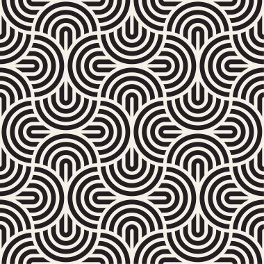 Vektör sorunsuz ark satırları desen. Modern şık soyut kafes doku. Geometrik yinelenen dalgalı çizgili yuvarlak.