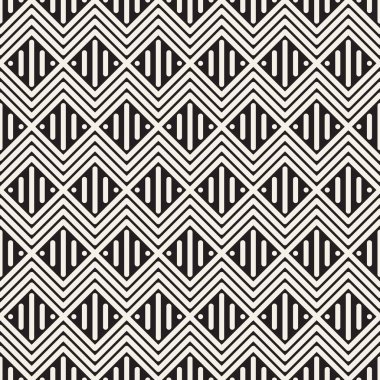 Vektör Dikişsiz örgü desen. Geometrik zikzak çizgiler süsleme. Tek renkli çizgili doğrusal arka plan tasarım.