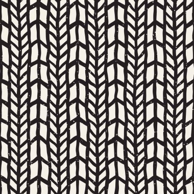 Basit geometrik vektör desen. Arka plan tek renkli siyah ve beyaz dikey kalınfırça darbeleri. El zikzak çizgiler çizmek.