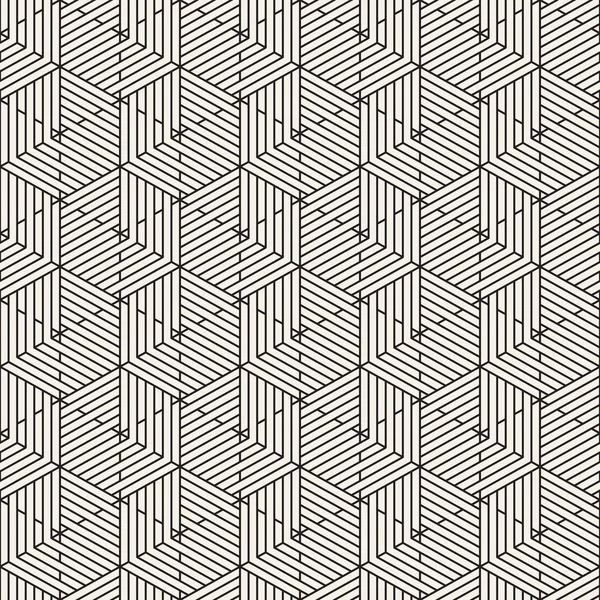 Abstraktes geometrisches Muster mit Streifen. Vektor nahtlose dünne Linien, die Hintergrund kacheln. Schwarz-weiße lineare Gitterstruktur. — Stockvektor