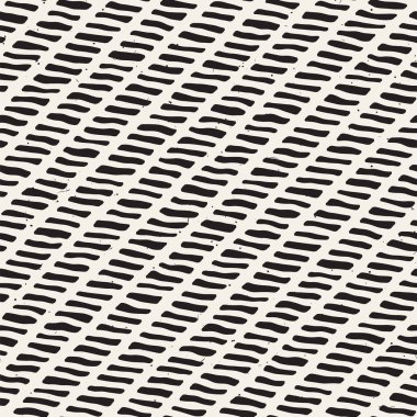 Basit kesintisiz mürekkep geometrik vektör desen. Tek renkli siyah ve beyaz eğimli fırça darbeleri arka plan. El çapraz çizgi çizgiler çizmek.