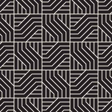Çizgili geçiş ile soyut geometrik desen. Vektör sorunsuz şık arka plan. Siyah ve beyaz doğrusal kafes doku.