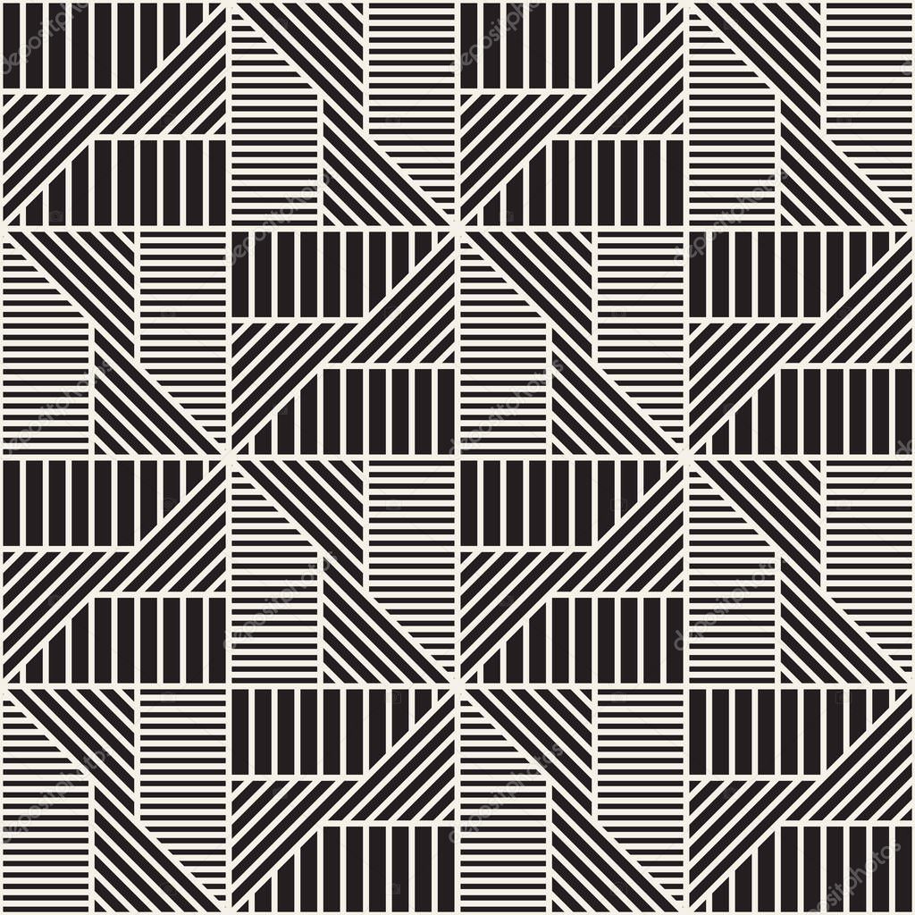 Abstract geometric pattern with stripes. Vector seamless background. Black and white linear lattice texture.