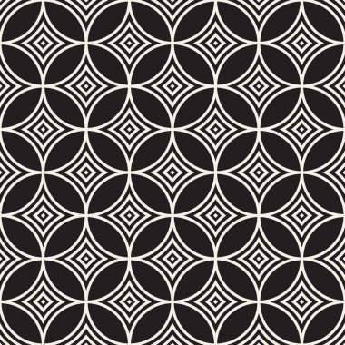 Simetrik çizgileri süsleme ile Seamless modeli. Zarif vektör dekoratif arka plan. Soyut geometrik kafes tasarımı.