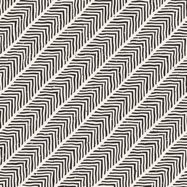 Kesintisiz geometrik vektör desen. Tek renkli siyah ve beyaz fırça arka plan sıvazlar. Çizilen mürekkep satırları doku el.