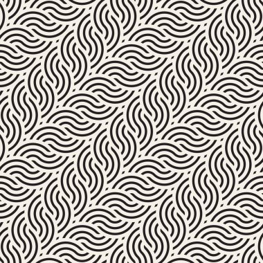 Simetrik yuvarlak hatları süsleme ile Seamless modeli. Zarif vektör dekoratif arka plan. Soyut geometrik kafes tasarımı.