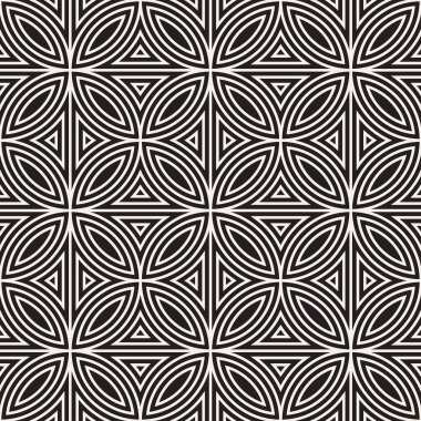 Vektör Dikişsiz desen. Yinelenen soyut arka plan. Siyah ve beyaz geometrik kafes tasarımı. Modern şık dantel dokusu.