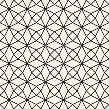 Vektör Dikişsiz desen. Yinelenen soyut arka plan. Siyah ve beyaz geometrik kafes. Modern şık dantel dokusu.