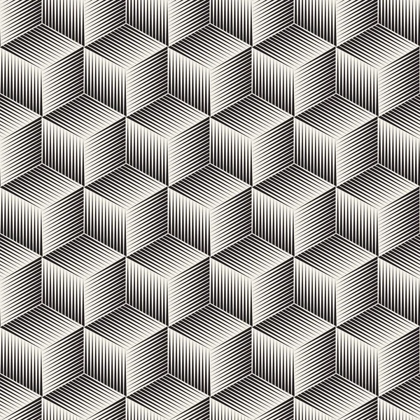 Vektor varrat nélküli sorok mozaikosság. Modern elegáns absztrakt textúra. Ismétlődő geometriai kocka félárnyék alakzatok. — Stock Vector