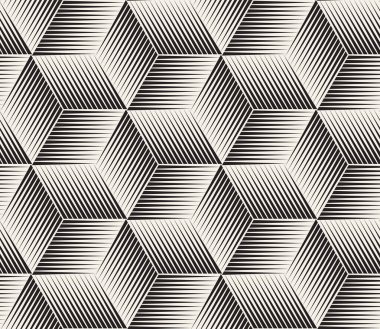Vektörsüz yarım ton deseni. Modern stil soyut doku. Tekrarlanan geometrik küp fayanslar