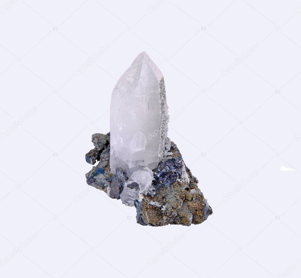 Quartz crystals,zinc blend and beautiful Chalcopyrite