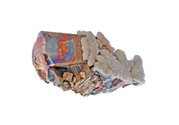 Pirit Calcit Chalcopyrite Güzel Küp — Stok fotoğraf