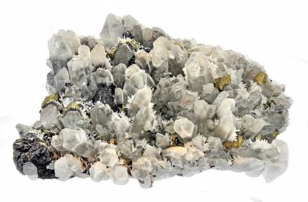 Quartz Galenit Chalcopyrite White Rock Crystal — Stock Photo, Image