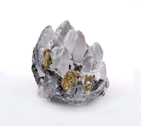Quarzkristalle Zinkmischung Und Wunderschöner Chalcopyrit — Stockfoto