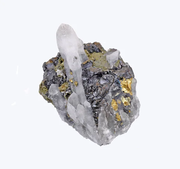 Kuvars kristalleri, çinko blend ve güzel Chalcopyrite