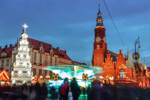 Mercado Nocturno Navidad Wroclaw Polonia —  Fotos de Stock