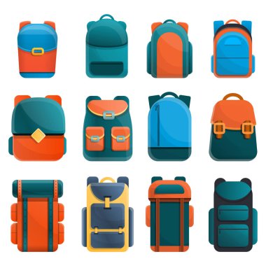 Icons set, vektör çizim sırt çantaları