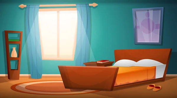 Soluppgång i tecknad sovrummet, vektorillustration — Stock vektor