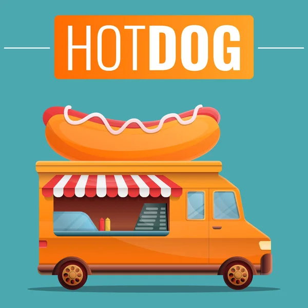 Cartaz de caminhão de comida de cachorro-quente, ilustração vetorial —  Vetores de Stock