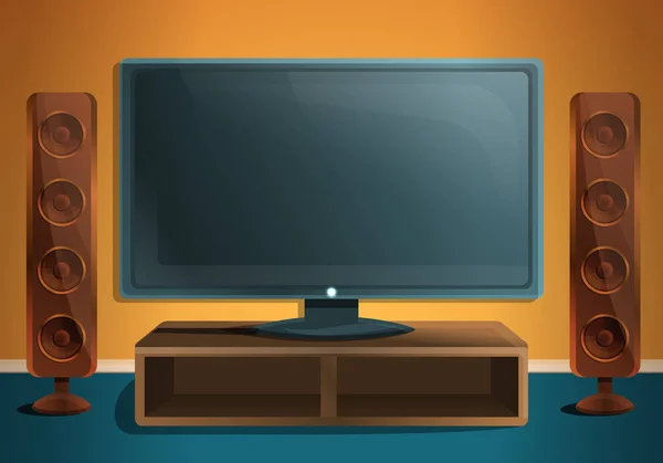 tv ve hoparlörler, vektör çizim oturma odası